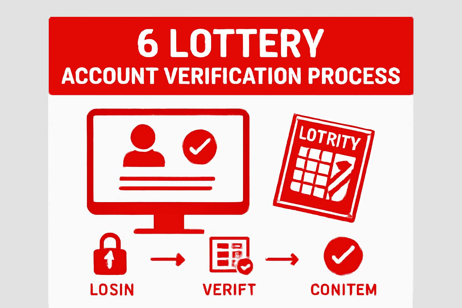 Visual representation of the 6 Lottery Account Verification Process with security elements.
