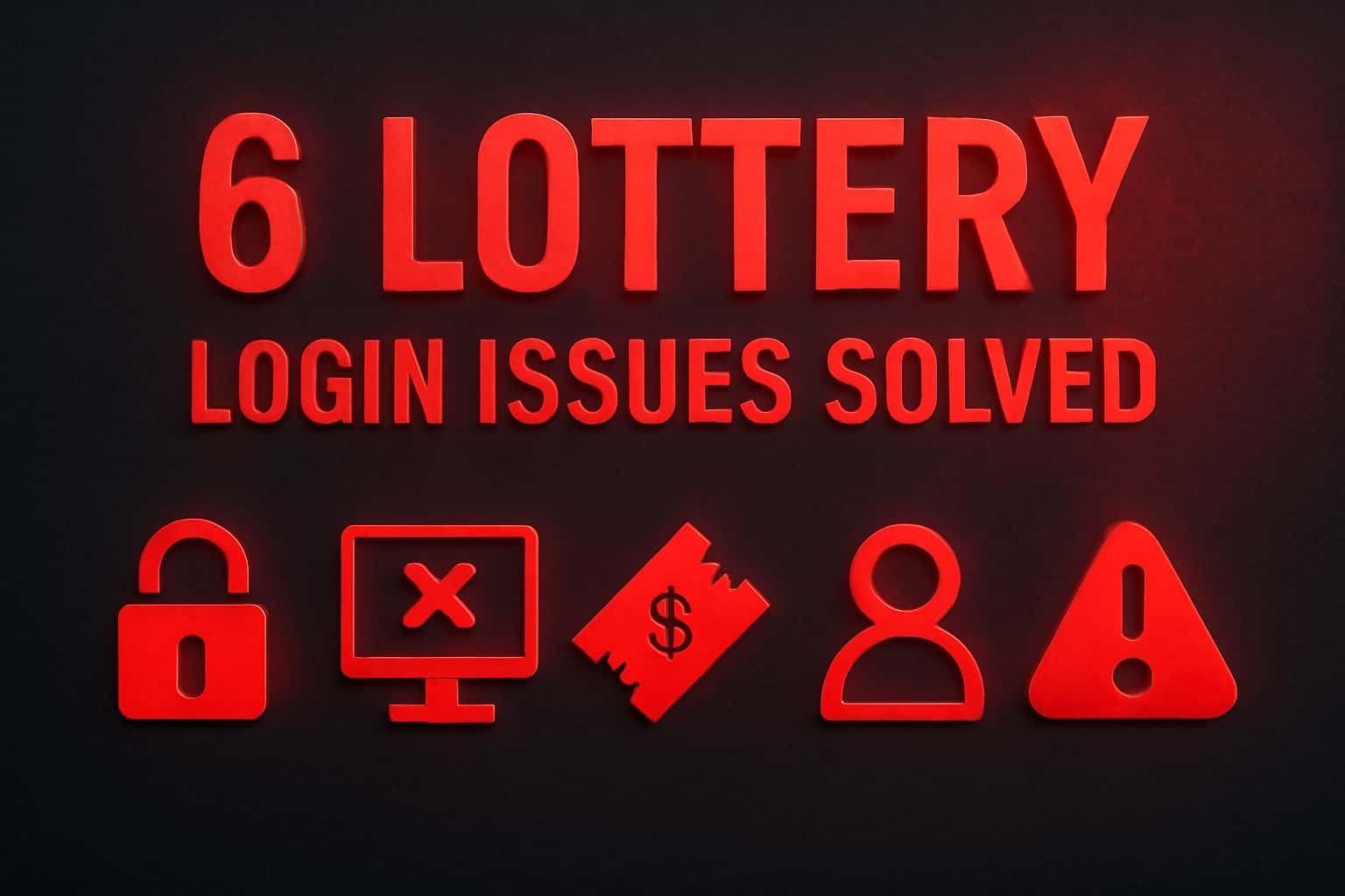 Visual representation of login issues and solutions related to 6 Lottery.