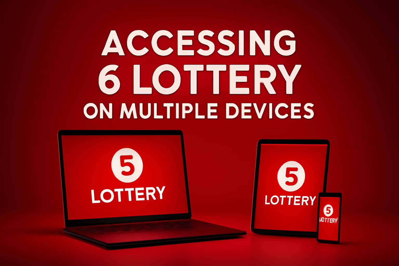 An informational graphic illustrating the concept of accessing 6 Lottery on various devices.