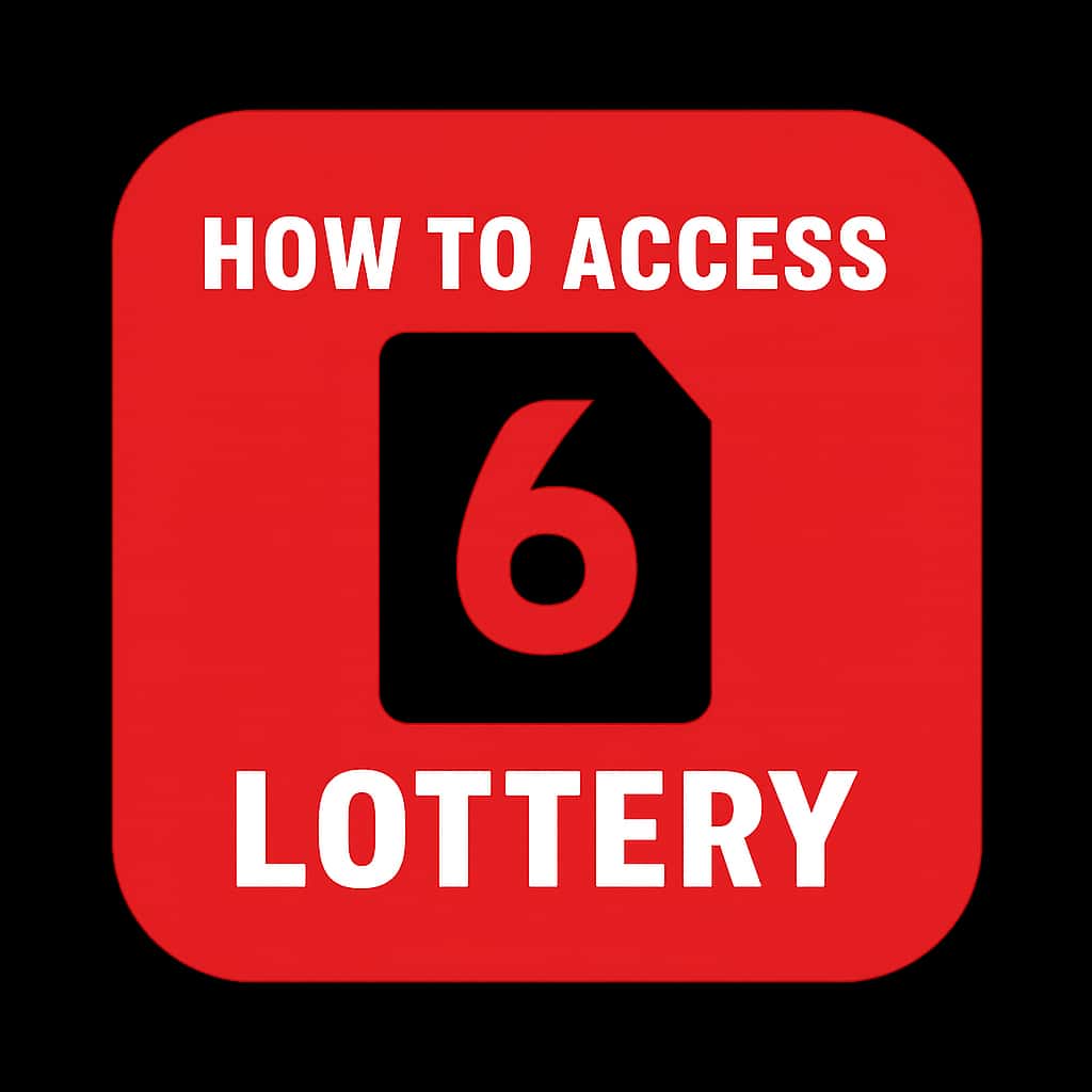 A badge representing access guidance for 6 Lottery.