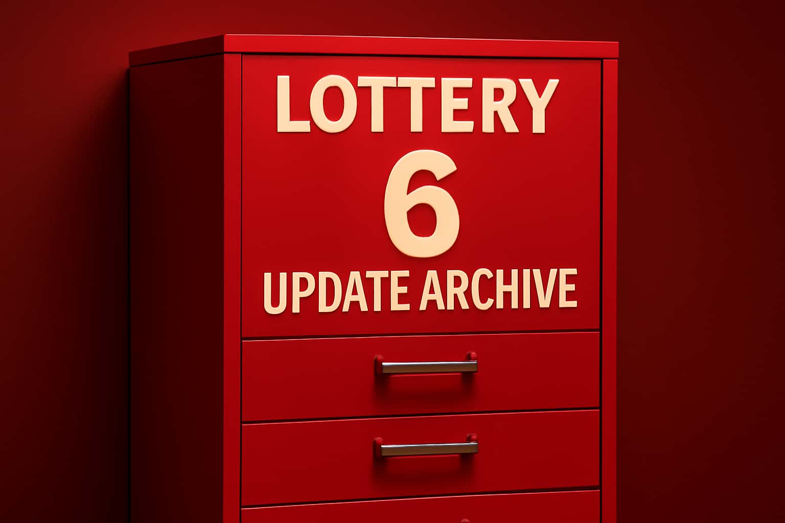 An informative scene representing the 6 Lottery Update Archive with a focus on updates and features.