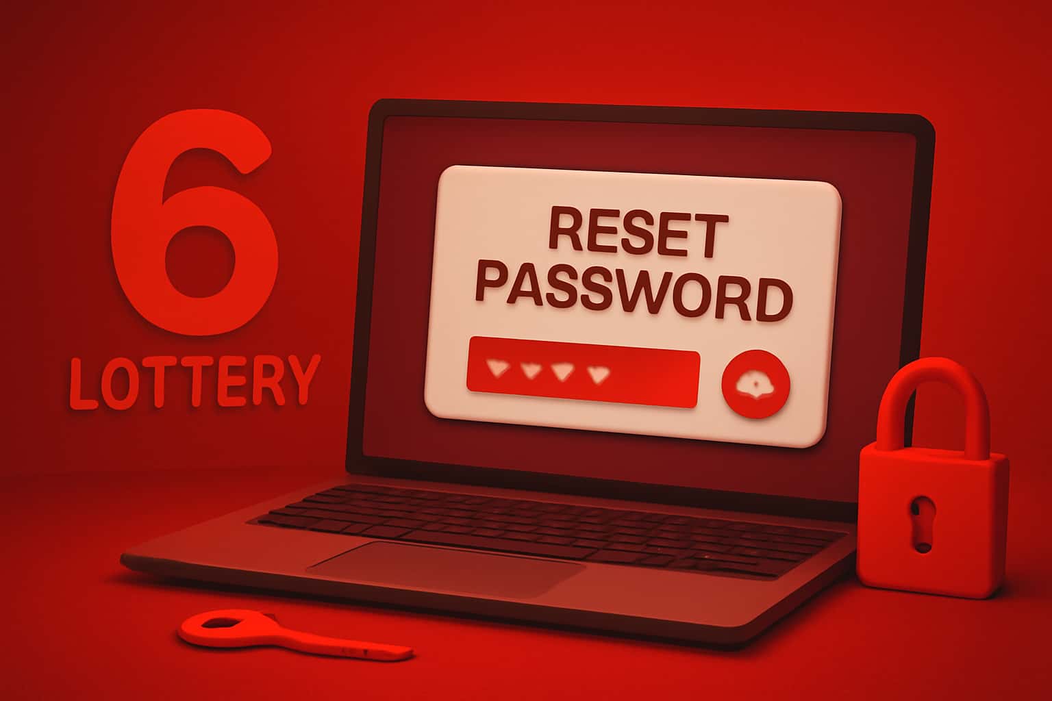 An illustration depicting a password reset process for the 6 Lottery platform in a professional setting.